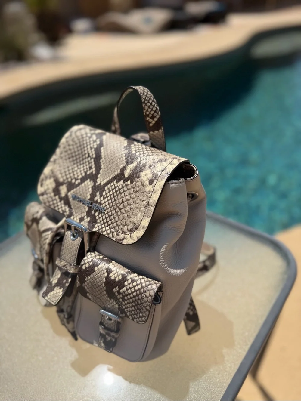 MICHAEL KORS Snake-Print Leather Backpack